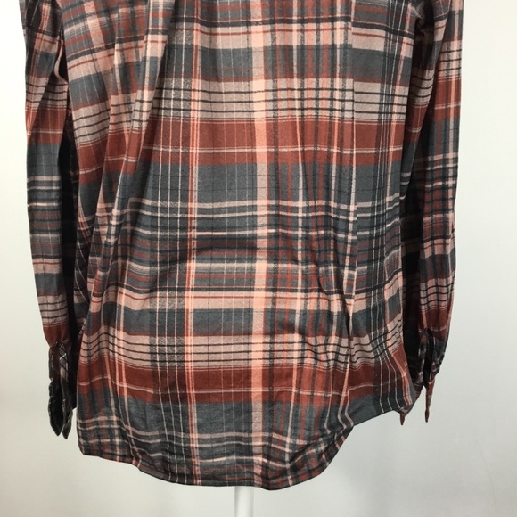 Plaid button down faux wrap top - Picture 5 of 8